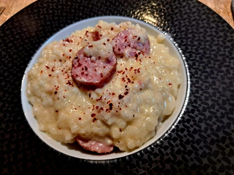 Cliquez pour zoomer ! Risotto à la saucisse fumée et au comté Thermomix par sandlemaitre