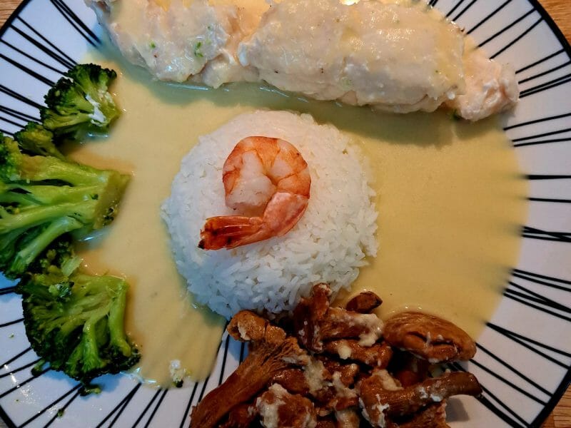 Cliquez pour zoomer ! Filets de sole aux crevettes et champignons Thermomix par sandlemaitre