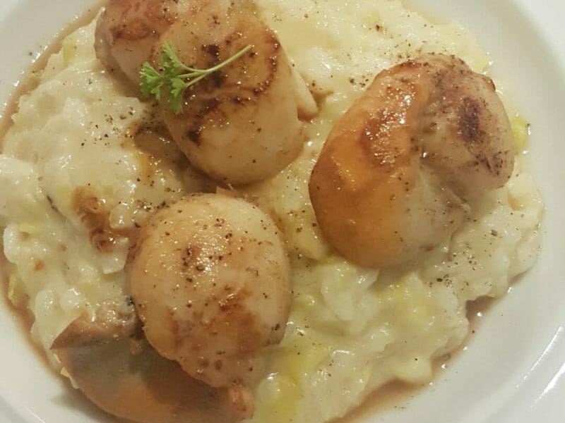 Cliquez pour zoomer ! Risotto aux Saint Jacques et poireaux Thermomix par cookiclaire