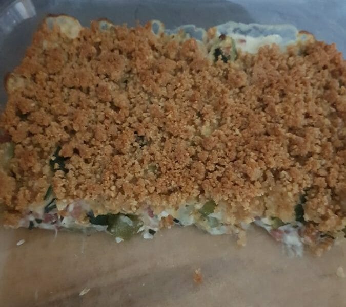 Cliquez pour zoomer ! Crumble courgettes, chèvre et lardons Thermomix par Mimala