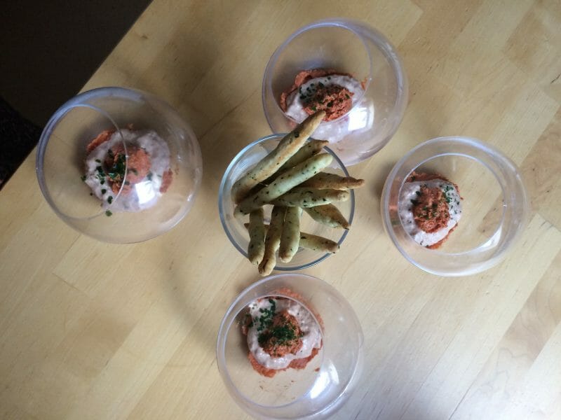 Cliquez pour zoomer ! Verrines mousse de jambon et pesto de tomates confites Thermomix par LUCIFERINE