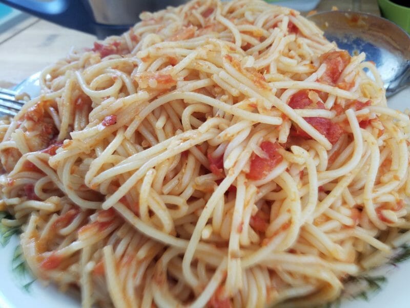Cliquez pour zoomer ! Spaghettis aux crevettes et à l’ail Thermomix par maya55