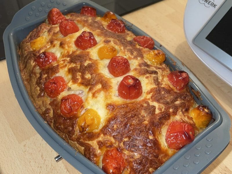 Cliquez pour zoomer ! Cake tomates mozzarella et lardons Thermomix par lululag31