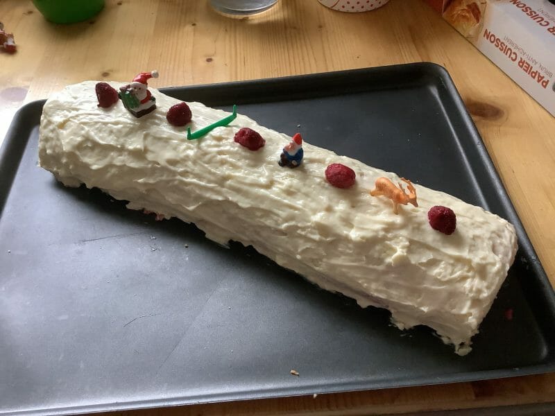 Cliquez pour zoomer ! Bûche de Noël framboises et chocolat blanc Thermomix par vero_65