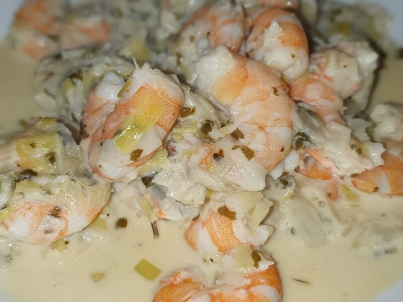 Cliquez pour zoomer ! Crevettes roses aux poireaux Thermomix par Élise 🍄