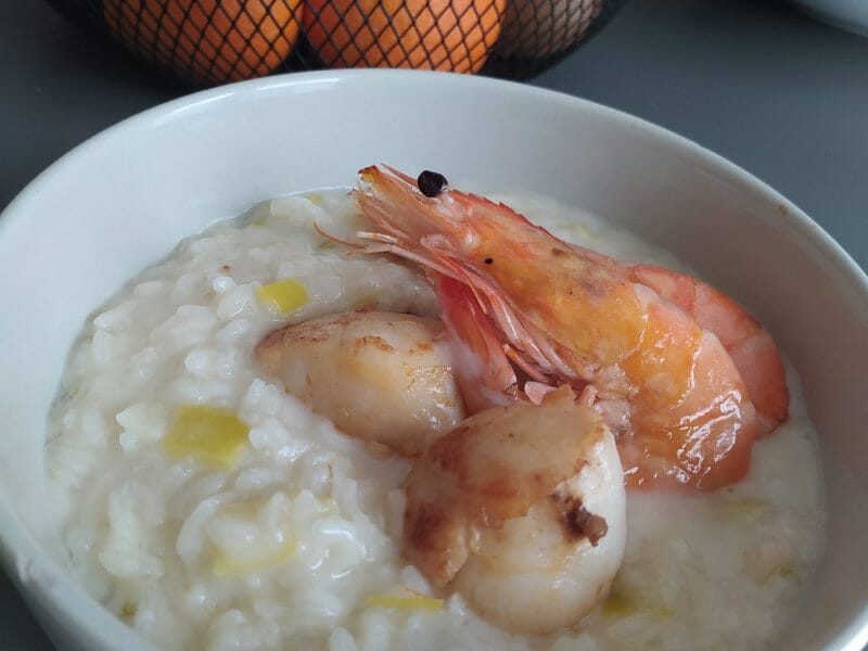 Cliquez pour zoomer ! Risotto aux Saint Jacques et poireaux Thermomix par Marilan34