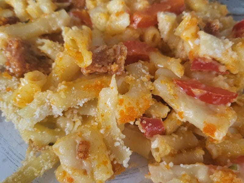 Cliquez pour zoomer ! Gratin de macaroni poivrons et chorizo Thermomix par lalalilalou77