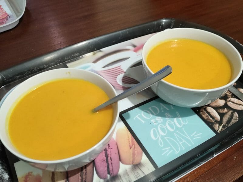 Crème de potiron et carottes au lait de coco au Thermomix - Cookomix