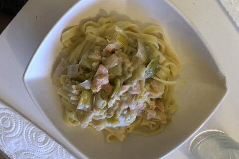 Cliquez pour zoomer ! Tagliatelles à la crème de poireaux au Thermomix