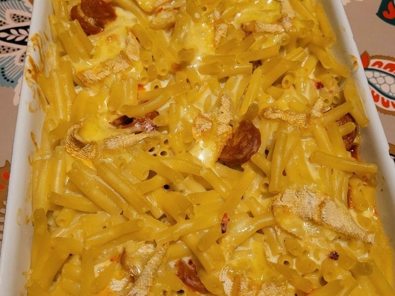 Cliquez pour zoomer ! Gratin de macaroni reblochon et chorizo Thermomix par pauline_538
