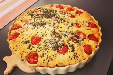 Cliquez pour zoomer ! Clafoutis tomates cerises et fromage de chèvre au Thermomix