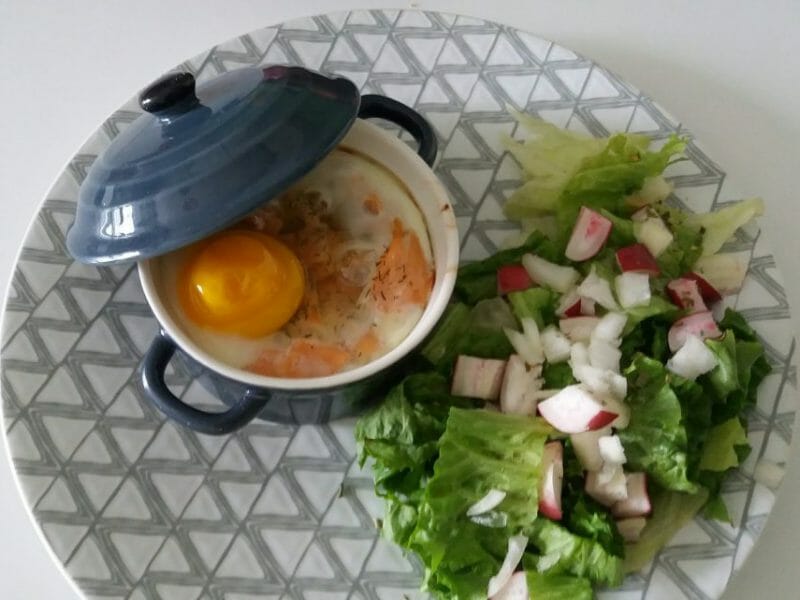 Cliquez pour zoomer ! Oeufs cocotte poireaux et saumon fumé Thermomix par Adenium13