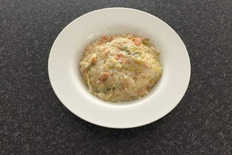 Cliquez pour zoomer ! Risotto poireaux et saumon fumé au Thermomix