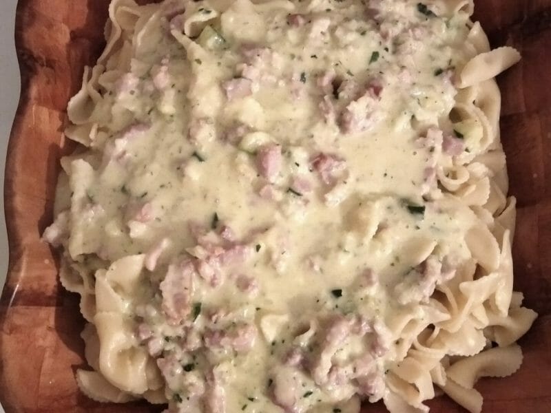 Cliquez pour zoomer ! Pâtes aux courgettes façon carbonara Thermomix par Cec