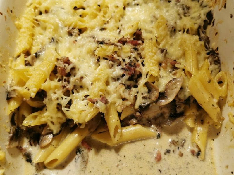 Cliquez pour zoomer ! Gratin de pennes aux champignons Thermomix par doucky