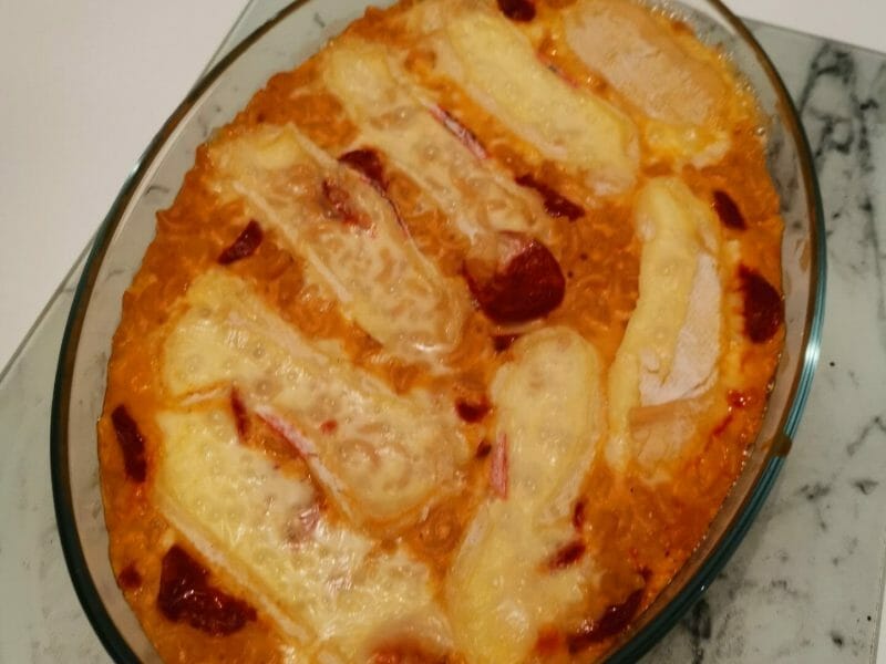 Cliquez pour zoomer ! Gratin de macaroni reblochon et chorizo Thermomix par julienf76