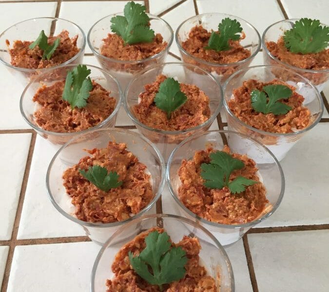 Cliquez pour zoomer ! Verrines mousse de jambon et pesto de tomates confites Thermomix par Carlouine