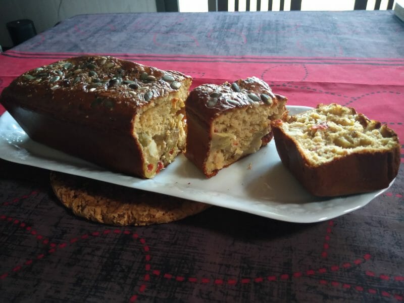 Cliquez pour zoomer ! Cake aux artichauts et tomates confites Thermomix par pnat33