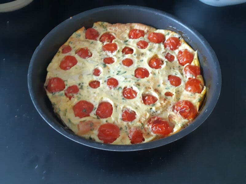 Cliquez pour zoomer ! Clafoutis tomates cerises et fromage de chèvre Thermomix par Fafa26