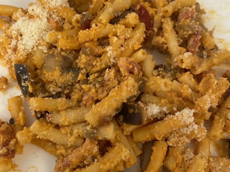 Cliquez pour zoomer ! One pot pasta aubergines, lardons et champignons Thermomix par Coralie974