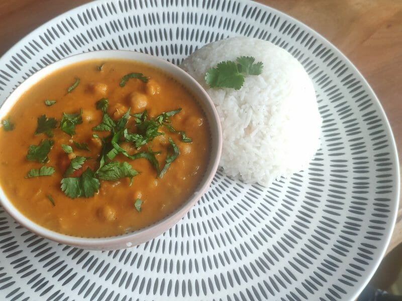 Curry de pois chiches au lait de coco au Thermomix - Cookomix