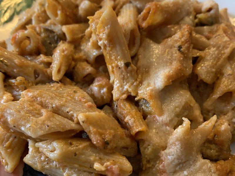 Cliquez pour zoomer ! Gratin de pâtes aux aubergines et tomates cerises Thermomix par lacathaucoin