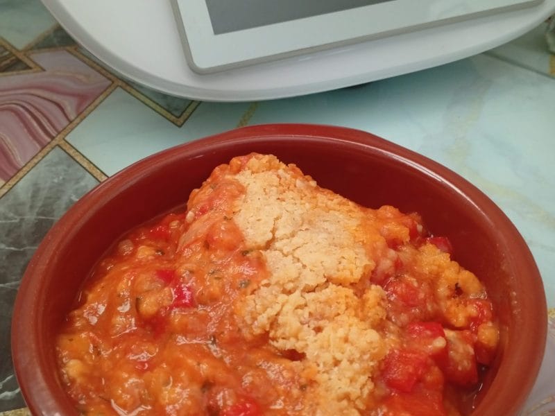 Cliquez pour zoomer ! Crumble poivrons, tomates, parmesan Thermomix par ninettenette