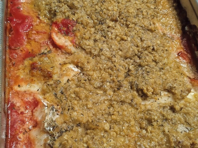 Cliquez pour zoomer ! Cabillaud en croûte d’olives vertes Thermomix par ninettenette