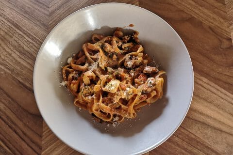 Cliquez pour zoomer ! Spaghettis aux crevettes et à l’ail Thermomix par nougatine12