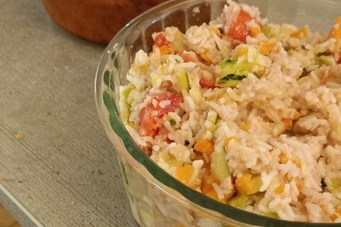 Cliquez pour zoomer ! Salade de riz au thon et aux légumes croquants Thermomix par Castor