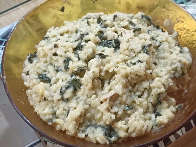 Cliquez pour zoomer ! Risotto au poulet, épinards et poireaux Thermomix par Castor