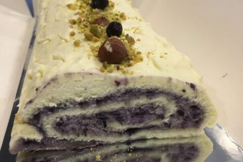 Cliquez pour zoomer ! Bûche de Noël framboises et chocolat blanc Thermomix par Stelo