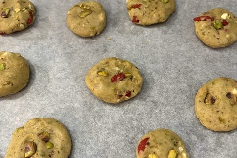 Cliquez pour zoomer ! Cookies pistache, chocolat blanc et cranberries Thermomix par Audrey 30