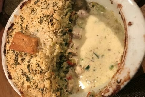 Cliquez pour zoomer ! Crumble poulet, courgettes et parmesan au Thermomix