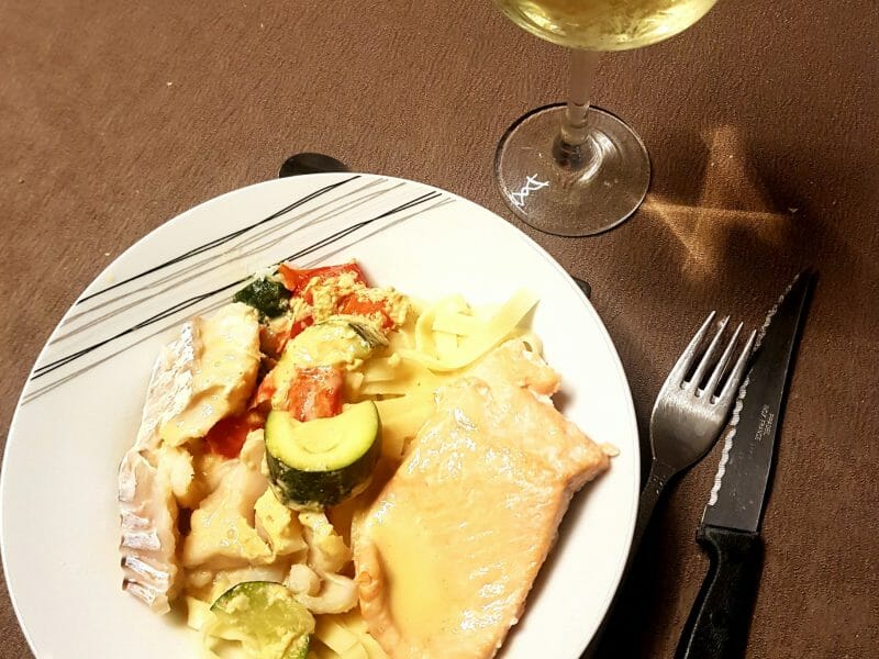 Cliquez pour zoomer ! Duo de poissons au curry rouge et tagliatelles fraîches Thermomix par lovelife