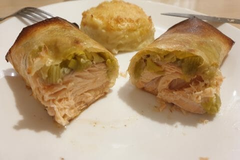 Cliquez pour zoomer ! Brick de saumon et poireaux au Thermomix