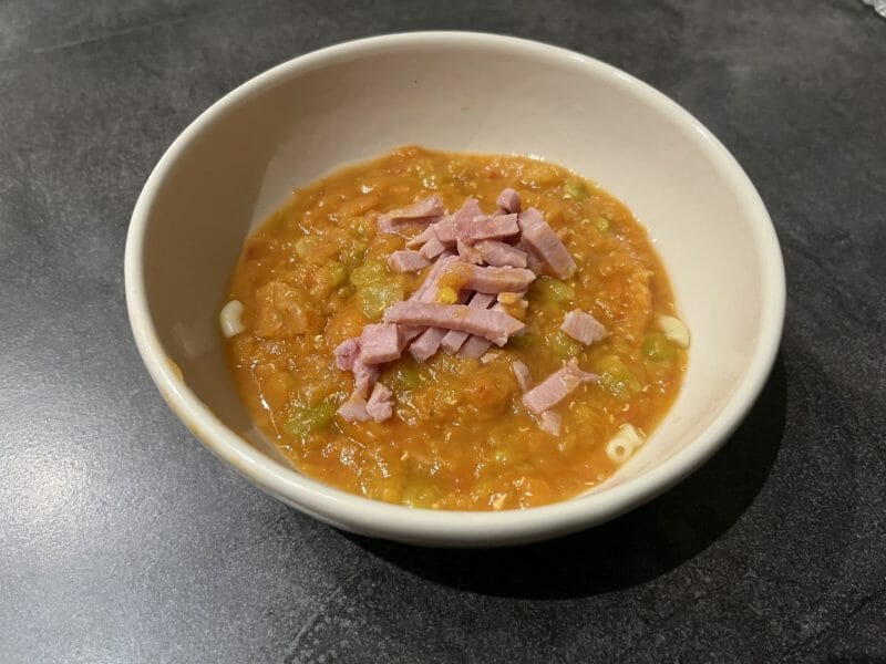 Cliquez pour zoomer ! Soupe de lentilles, pois cassés et poitrine fumée Thermomix par Ansooo