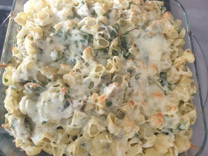 Cliquez pour zoomer ! Gratin de pâtes aux épinards et artichauts Thermomix par Angie