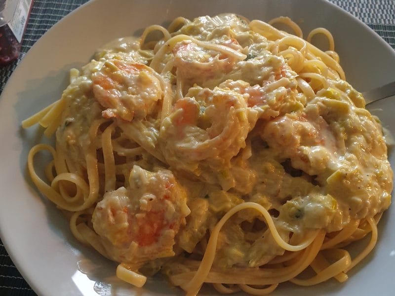 Cliquez pour zoomer ! Linguine aux poireaux et aux crevettes Thermomix par Angie