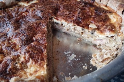 Cliquez pour zoomer ! Tarte aux oignons, lardons et moutarde douce Thermomix par Biques