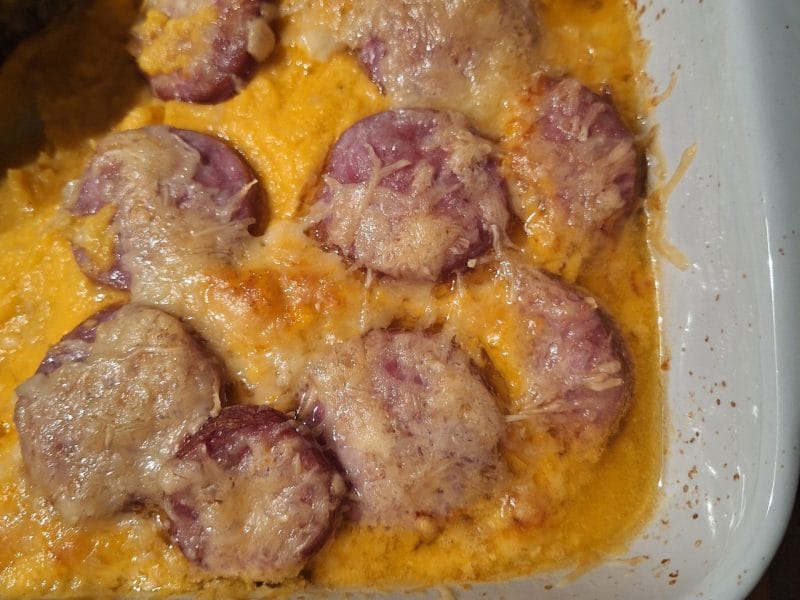 Cliquez pour zoomer ! Gratin de butternut à la saucisse de Montbéliard Thermomix par Elo
