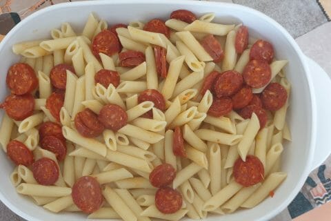 Cliquez pour zoomer ! Gratin de macaroni reblochon et chorizo Thermomix par Emilie