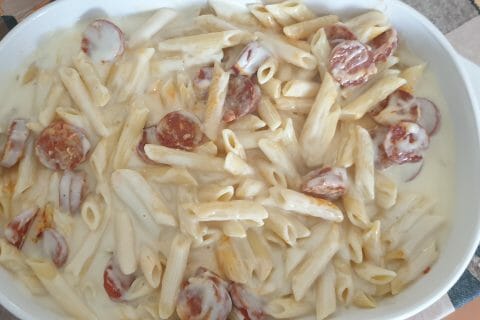 Cliquez pour zoomer ! Gratin de macaroni reblochon et chorizo Thermomix par Emilie