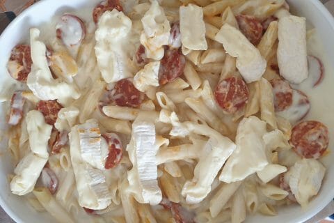 Cliquez pour zoomer ! Gratin de macaroni reblochon et chorizo Thermomix par Emilie