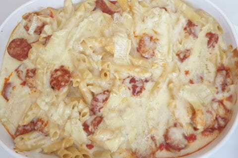 Cliquez pour zoomer ! Gratin de macaroni reblochon et chorizo Thermomix par Emilie