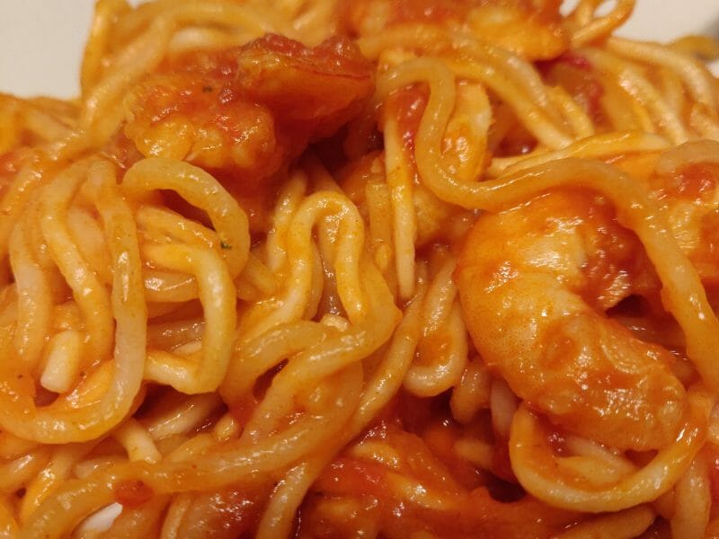 Cliquez pour zoomer ! Spaghettis aux crevettes et à l’ail Thermomix par feemorgane95