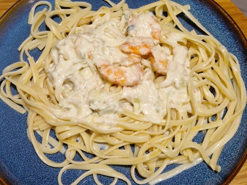 Cliquez pour zoomer ! Linguine aux poireaux et aux crevettes Thermomix par jeni20