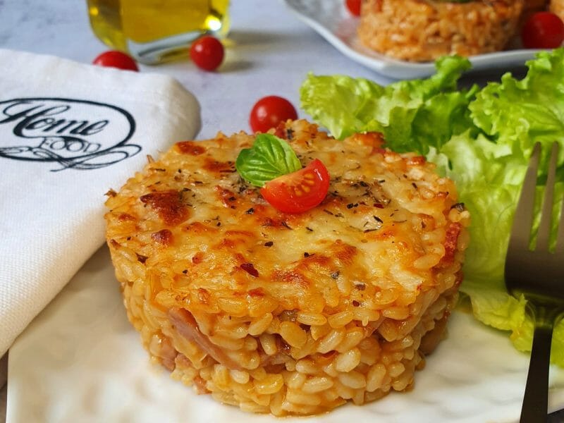 Gratin de riz façon pizza au Thermomix - Cookomix