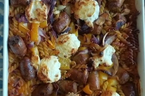 Cliquez pour zoomer ! Gratin de torsades aux merguez Thermomix par verobleu