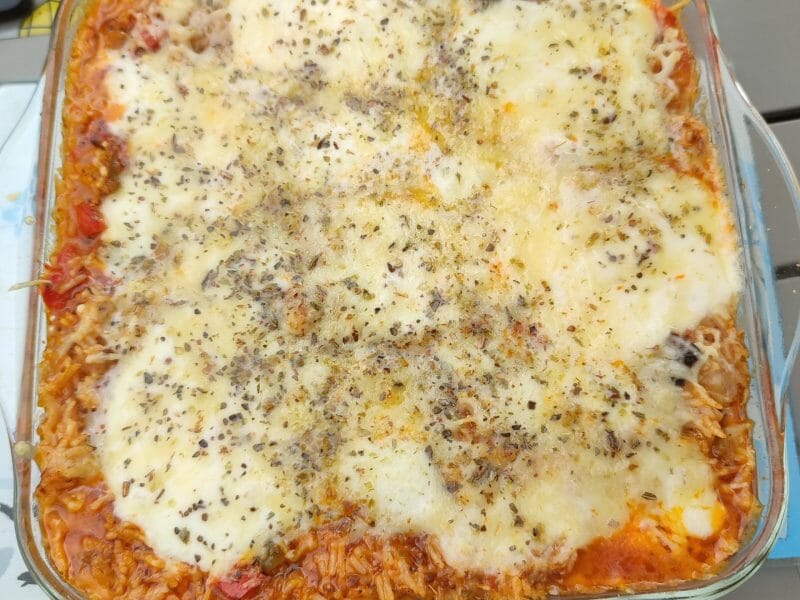Gratin de riz façon pizza au Thermomix - Cookomix